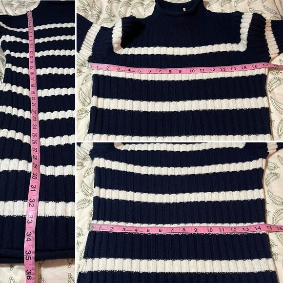 Vineyard Vines Nautxal Navy White Roll Neck Stripe Sweater Dress Mini XXS NWT - Picture 10 of 10